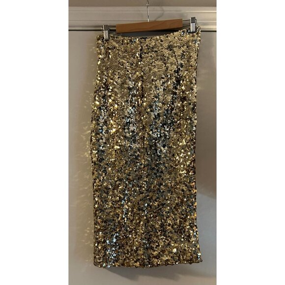 NWT $2,280 Dolce & Gabbana Gold Sequin Pencil Skirt Midi Size 8 - Picture 4 of 6